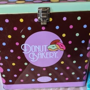 Nostalgia Donut Bakery Tin - Brown with Multicolor Dots